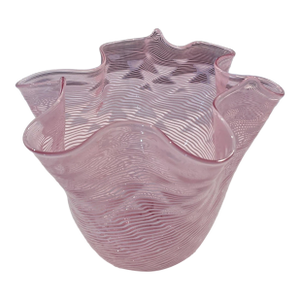 Vintage Murano Pink/White Vetreria Artistica Handkerchief Vase