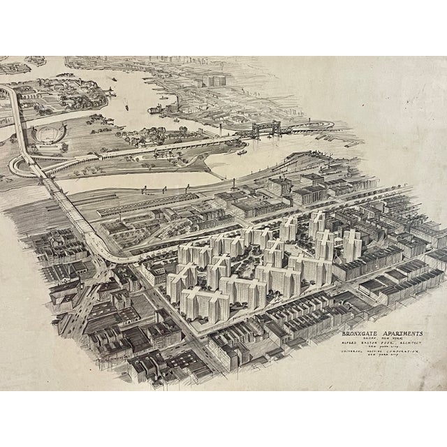 1941 Architectural Rendering for Alfred Easton Poor's Bronxgate Apartments For Sale - Image 4 of 15