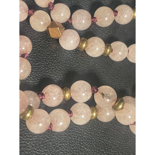 Late 20th Century Strawberry Quartz & Rose Quartz Evil Eye Mala Necklace For Sale - Image 9 of 10