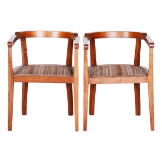 Set of Art Deco Armchairs in Walnut, 1920s For Sale