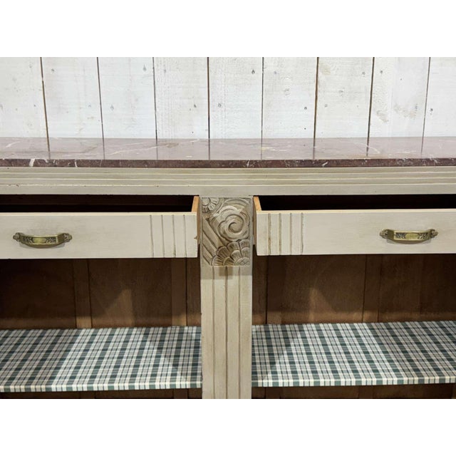 Art Deco Sideboard in Walnut, Oak and Marble Top For Sale - Image 6 of 18