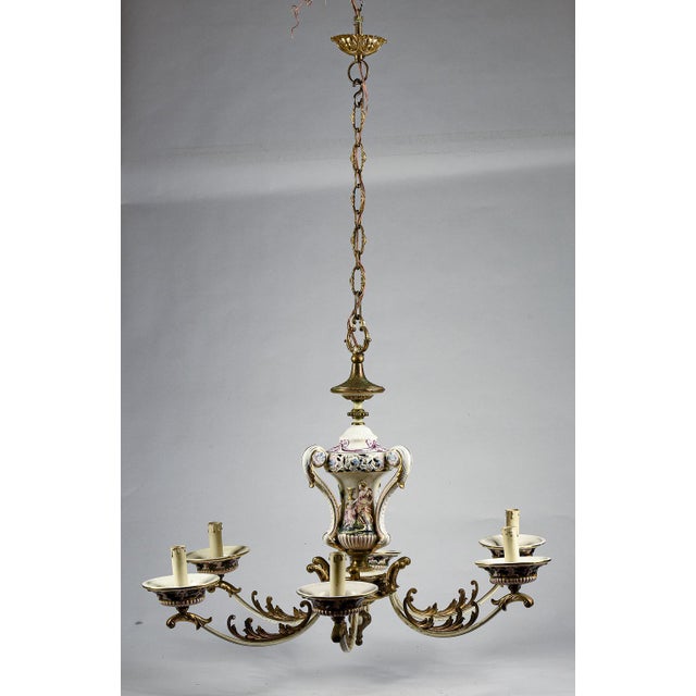 Colored Chandelier in Painted Porcelain For Sale - Image 6 of 10