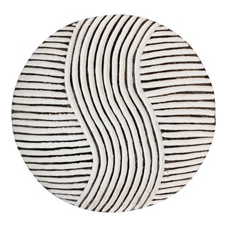 Tribal Vintage Round Black & White Zulu Shield Wall Object For Sale