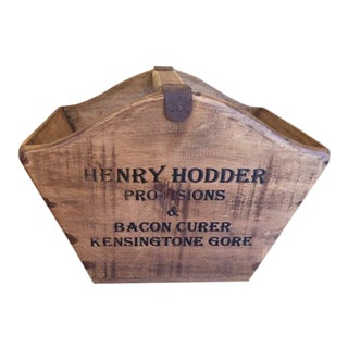 Vintage Mid-Century English Wooden Cheese and Ham Monger Basket For Sale