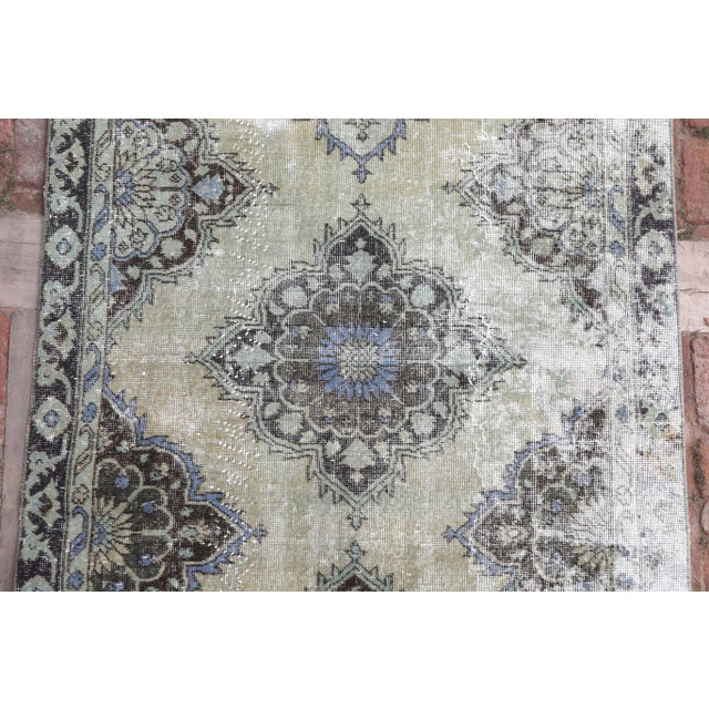 1950's Vintage Turkish Hand-Knotted Distressed Runner Rug - 4′4″ × 12′ For Sale - Image 6 of 12