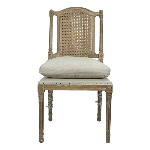Matthew Izzo Home Cotswald Armless Pine Wood Side Chair With Lattice Back Tie Cushion For Sale