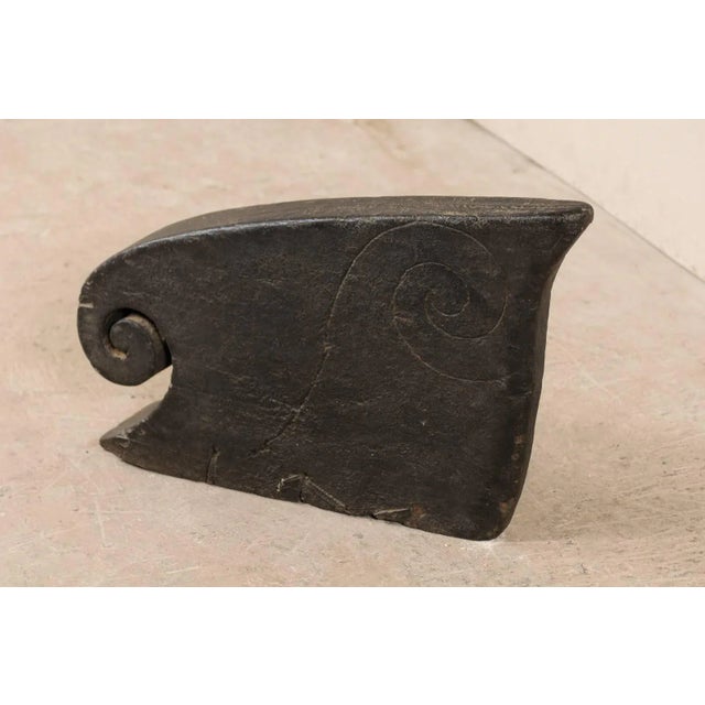 Wave Shaped Swirling Carved Wood Sculptural Boat Prow From Kerala, South India For Sale - Image 4 of 10