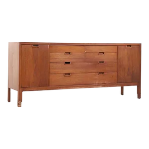 Mount Airy Janus Mid Century Walnut 14 Drawer Lowboy Dresser