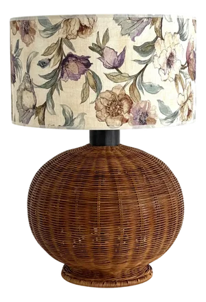 Mid-Century Modern Italian Wicker Table Lamp, 1970s