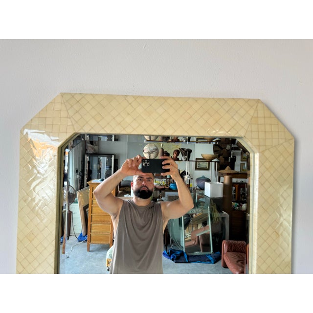 Vintage Enrique Garcel Tessellated Bone Wall Mirror/ Sold For Sale - Image 11 of 12