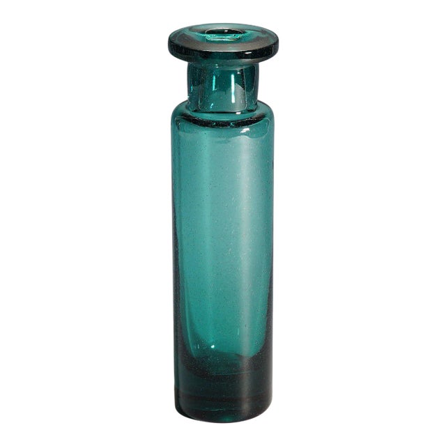 Vintage Petrol Colored Glass Vase by Ichendorfer Glassworks Ca. 1960s For Sale