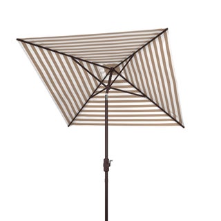 Athens 7.5 Ft Square Crank Umbrella, Beige With White Understripe For Sale