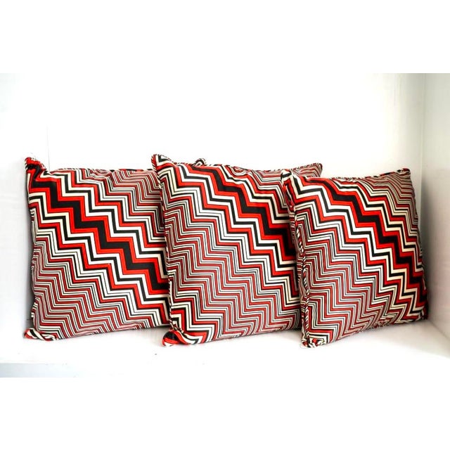 2020s Chevron Silk Pillows- Set of 3 For Sale - Image 5 of 5