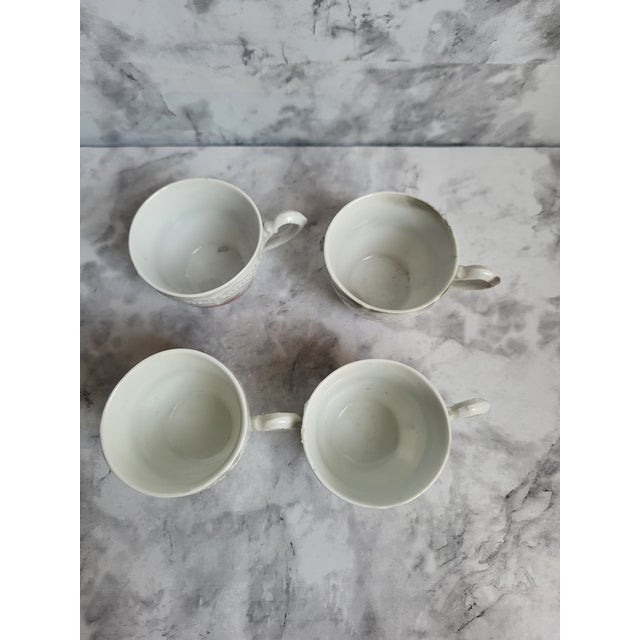 Art Nouveau Late 19th Century Hand Painted Peonies on Porcelain Leuchtenburg,Germany Demitasse Tea Cups - 4 pcs For Sale - Image 3 of 12