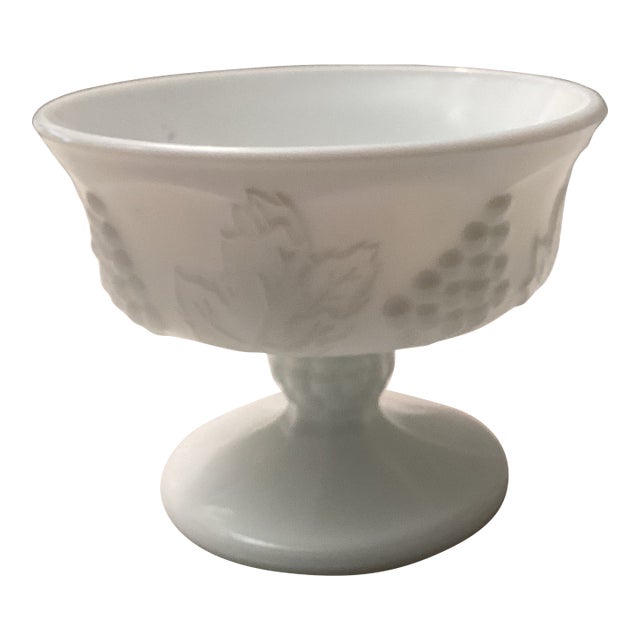 Vintage Milk Glass Petite Mid Century Pedestal Vase For Sale