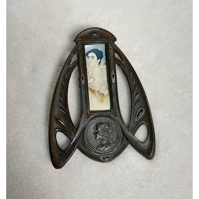 Metal Antique Art Nouveau Photo Frame in Pewter With Postcard Insert, 1900s For Sale - Image 7 of 12