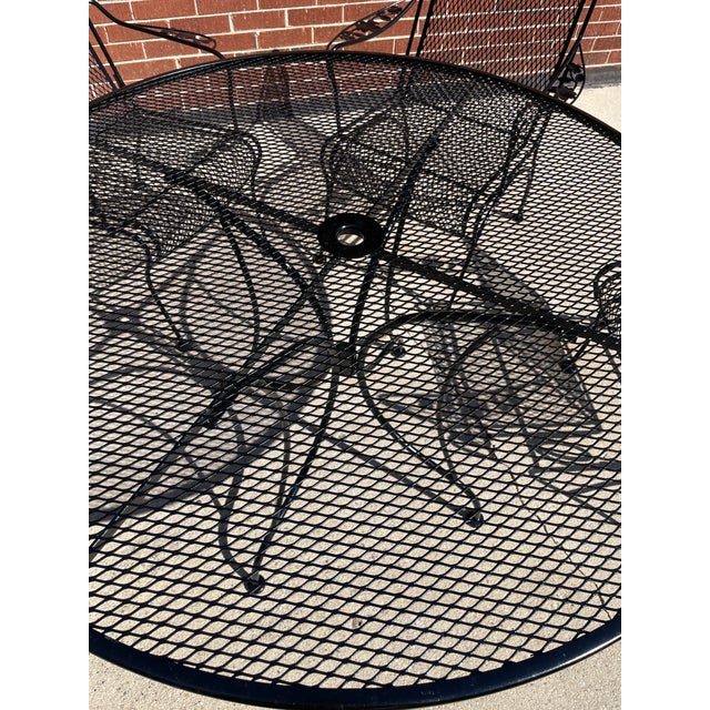 Black Meadowcraft Dogwood Patio Wrought Iron Dining Set 4 Chairs Table, Attributed For Sale - Image 8 of 10