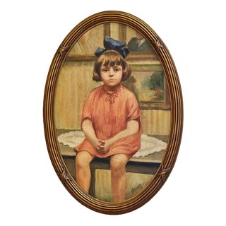 E. Walraven, Portrait of a Little Girl, 1924, Oil Painting For Sale