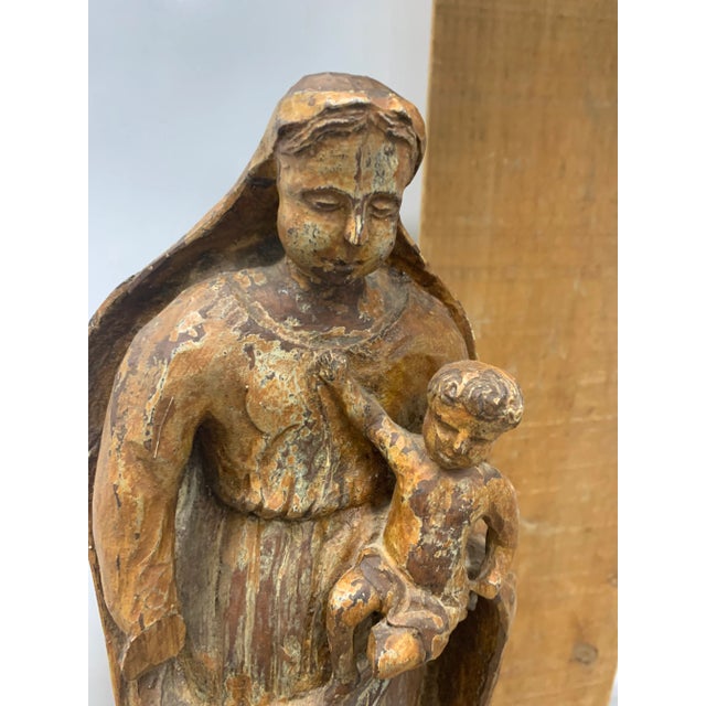 18th Century Carved Wooden Portuguese Madonna & Child