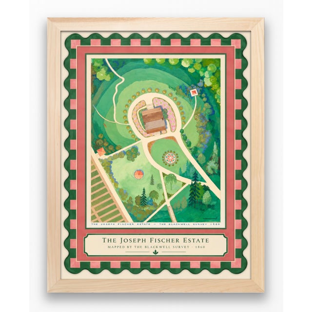 Atelier Aria Lumae the Grand Estate Cartography Set of 2 Shore Estate Faux Sculpted Border Fine Art Hge Gallery Board Print 18 X 24 For Sale - Image 17 of 18