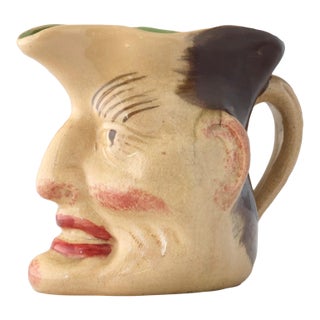1920s French Majolica Punch & Judy Pitcher For Sale