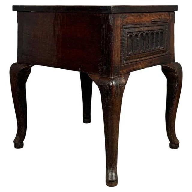 18th Century Oak Box on Stand with Carved Panelled Front, 1790 For Sale - Image 12 of 14