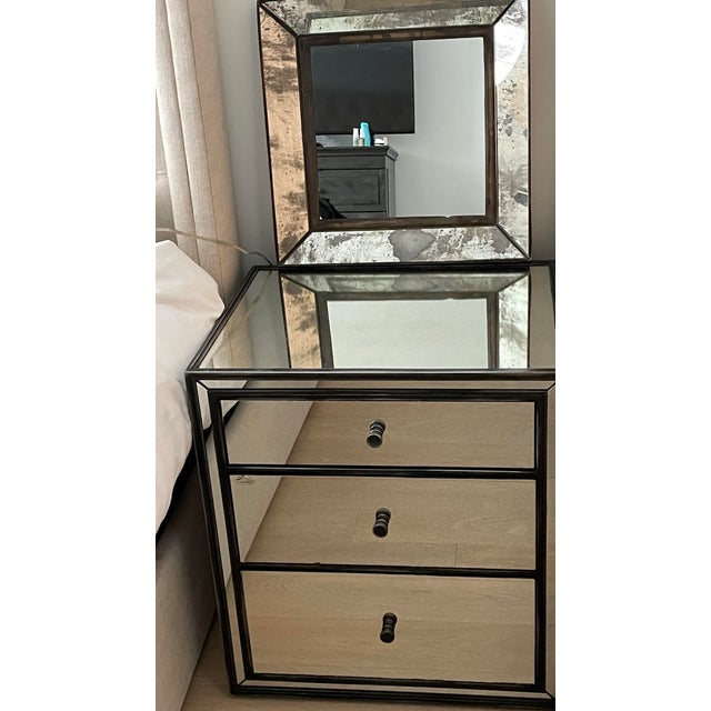 Restoration hardware mirrored night stand, with two drawers
