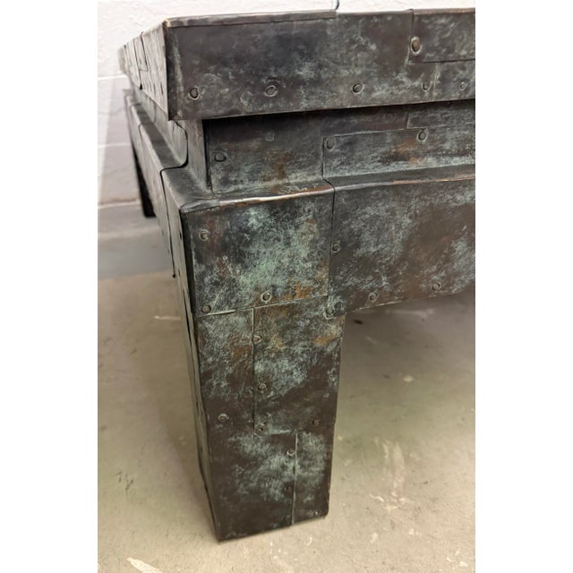1980s Brutalist Style Oversized Patchwork Copper Coffee Table by Maitland-Smith For Sale - Image 6 of 12