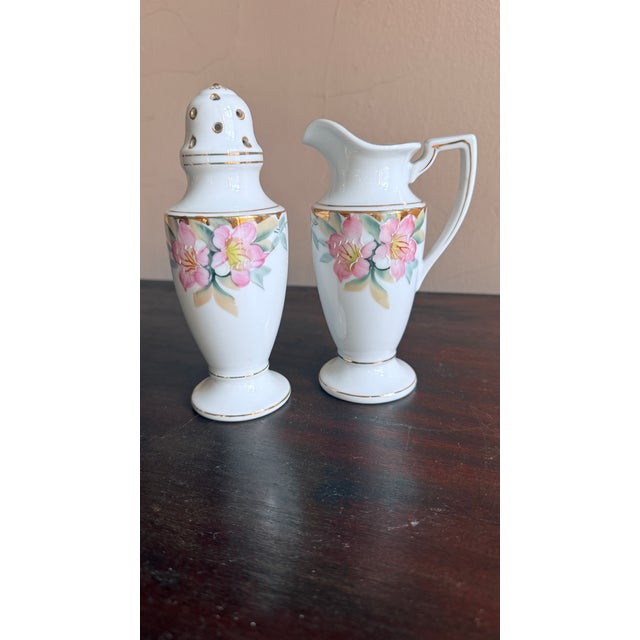 Antique, Early 20th Century Noritake Japan Azalea Porcelain Sugar Shaker and Milk Jug Set For Sale In New York - Image 6 of 9