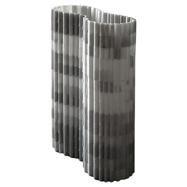 Gray Stripes B1 Decorative Vase in Honed Striato Olimpico Marble by Bufalini Marmi For Sale - Image 8 of 8