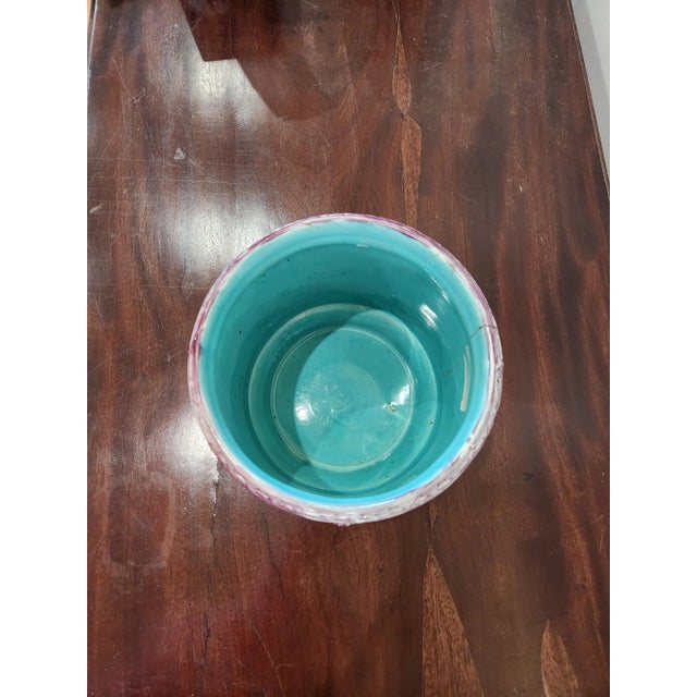 Late 19th Century Late 19th Century English Majolica Cashpot Amethyst and Turquoise Glaze For Sale - Image 5 of 8