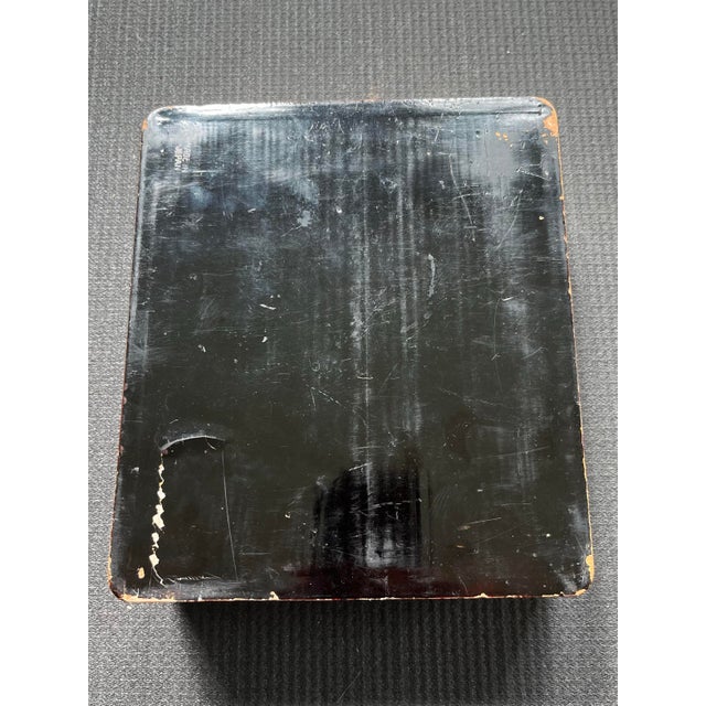 Antique Asian Lacquered Red & Gold Keepsake Box For Sale - Image 4 of 12