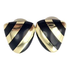 Tiffany & Co. Angela Cummings 18k Yellow Gold Inlaid Black Jade Earrings, Pair