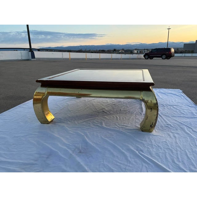 Asian Influenced Ming Legged Brass Coffee Table After Mastercraft For Sale In Denver - Image 6 of 13