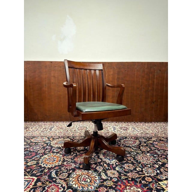 Brown English Swivel Office Chair For Sale - Image 8 of 8