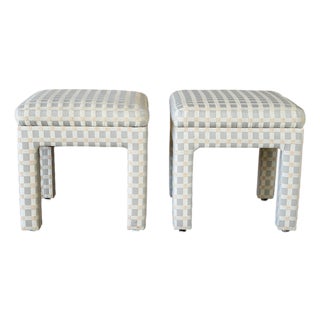 Pair of Vintage Billy Baldwin Attributed Upholstered Parsons Ottomans For Sale