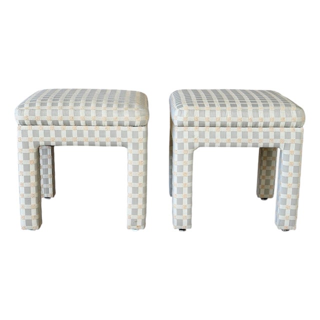 Pair of Vintage Billy Baldwin Attributed Upholstered Parsons Ottomans For Sale