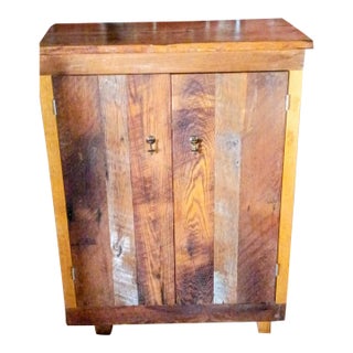 Handcrafted Rustic Reclaimed Wood Two-Door Cabinet With Antique Heart Pine Top For Sale