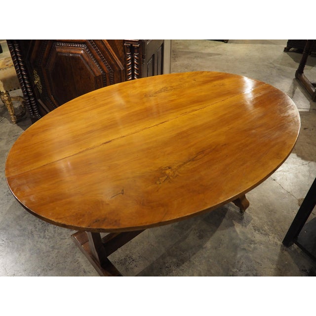 Antique French Cherrywood Wine Tasting Table With Lyre Support, Circa 1890 For Sale - Image 13 of 18