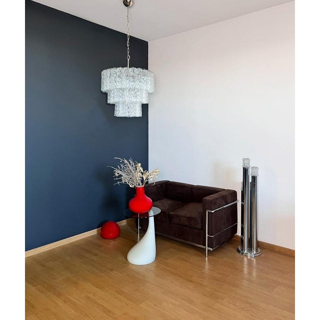 Large Three-Tier Murano Glass Tube Pendant Light from Venini, 1990s For Sale - Image 4 of 16