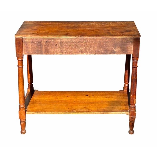Antique Country Primitive Cherry & Pine Farmhouse Work Table / Server 31” Wide For Sale - Image 10 of 10