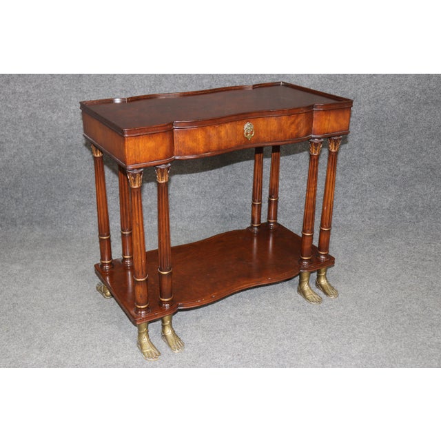 Brown Pair of Georgian Style Brass Mounted Side Tables Attributed to Johnathan Charles For Sale - Image 8 of 14