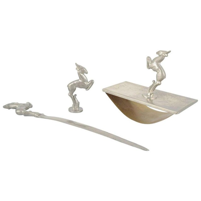 1940s Art Deco Pewter Desk Set by Carl-Einar Borgström, 1940s, Set of 3 For Sale - Image 5 of 5