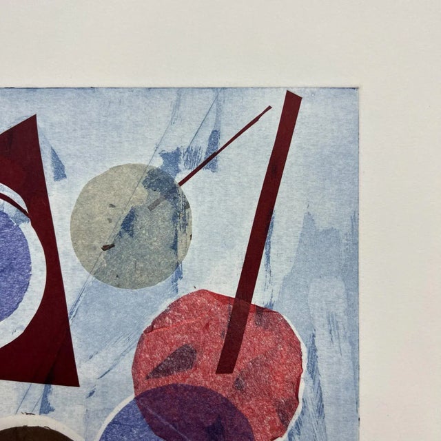 1990s Abstract Modern Blue Geometric Artwork on Paper Signed For Sale - Image 5 of 7