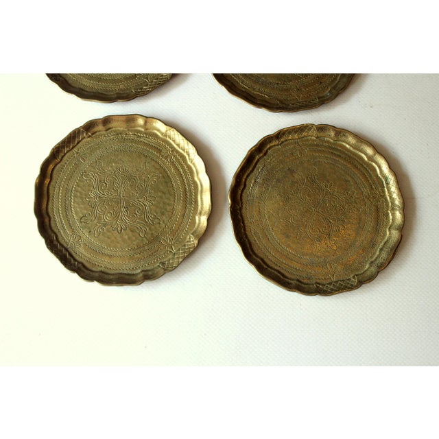 Mid-Century Modern 6 Design Solid Brass Coasters by Collini/Austria as a Set - Vintage From the 60s For Sale - Image 3 of 9