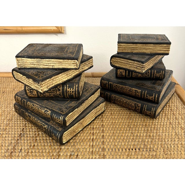 Borghese Late 20th-C Neo Classical Style Stacked Faux Books Bookends- a Pair For Sale - Image 4 of 10