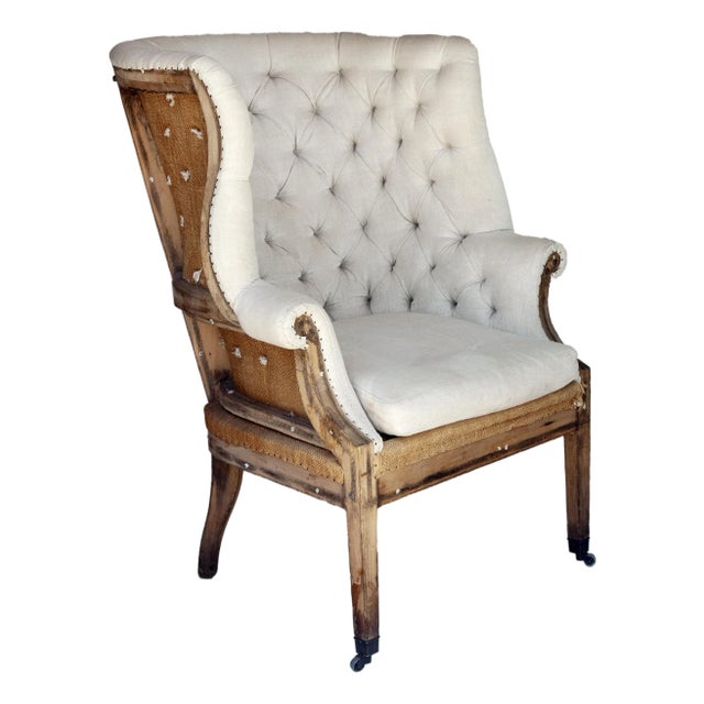 Vintage Restoration Hardware Deconstructed Tufted Wingback Chair For Sale