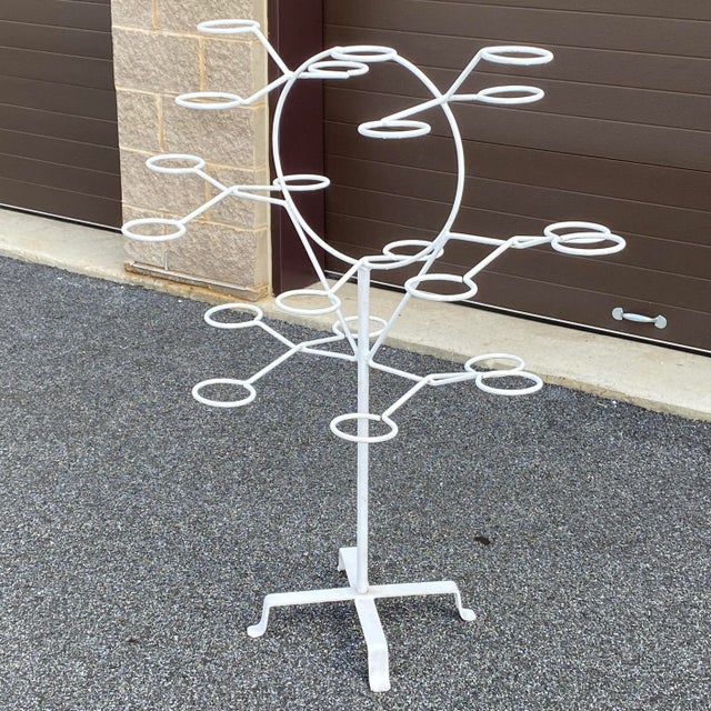 Mid-Century Rotating Wrought Iron 21 Ring Plant Stand For Sale In Philadelphia - Image 6 of 13