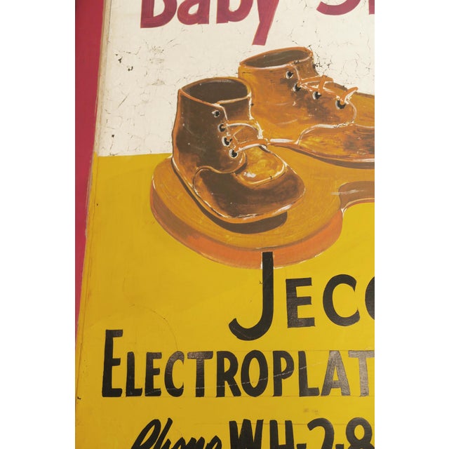 Traditional Vintage Double Sided Baby Shoe Bronzing Advertisement Sign For Sale - Image 3 of 6