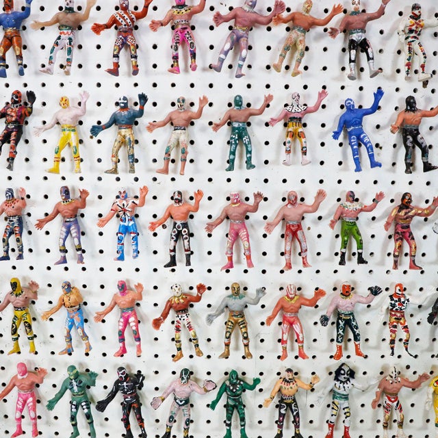 Folk Art 1970s Decorative Wall Panel Made with Mexican Wrestlers (Folk Art) For Sale - Image 3 of 5
